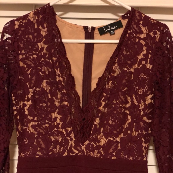 Lulus Burgundy Midi Long Sleeve Dress - Picture 3 of 6
